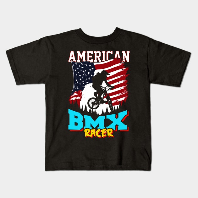 American BMX Racer Kids T-Shirt by T-shirt US